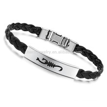 2015 new fashion jewelry leather bracelet and stainless steel design charm bracelet female backing wristband P502